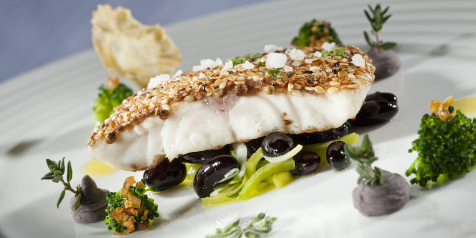 <p>Mediterranes Fischgericht mit Oliven von Koch Hubert Wallner.</p>